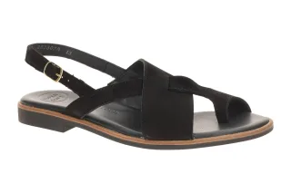Paul Green Damen Zehentrenner Sandale 6216-019 Schwarz Nubuck Echtleder