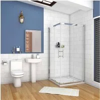 duschspa Eckdusche 185cm Eckeinstieg Duschkabine Schiebetür Glastür Duschtür Dusche, BxT: 80x80 cm, Einscheibensicherheitsglas, Set, Klarglas mit Schiebetür