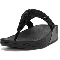 Fitflop LULU CRYSTAL EMBELLISHED TOE-POST SANDALS - HOTFIX Dianette Keilabsatz, Sommerschuh, Zehentrenner mit weichem Zehensteg