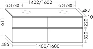 Burgbad WTU Lin20L.HGL 611x1402x487 Schwarz Hochglanz, SGIH140F6520 SGIH140F6520