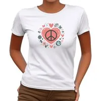 Banco T-Shirt Damen Herz Frieden Liebe Sommershirt Kurzarm langlebiger Druck