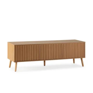 VS Venta-stock Tv-Element, Honigeiche, Holzwerkstoff, Rechteckig, 130x45x40 cm, Wohnzimmer, Wohnwände, Lowboards, Lowboards stehend