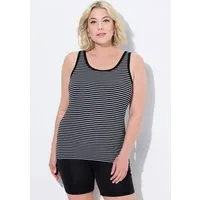 Ulla Popken Longtop BH-Top Streifen Rundhals ärmellos