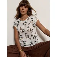 Apricot T-Shirt Slub-T-Shirt mit Papageien- und Palmenprint