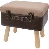 HMF Stauraumhocker handgefertigter Hocker aus Holz, dekoratives Wohnaccessoire, Vintage Sitzhocker mit Stauraum 40 x 32 x 39 cm, Braun, Klassik