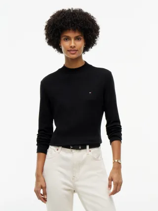 SLIM CODY MOCK-NK LS TEE Black - Gr. - S