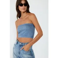 No Matter What Blusenbody Nahtloses, trägerloses Crop-Top mit Steinverzierungen