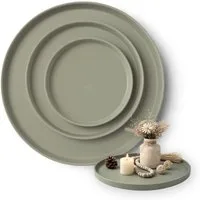 LIVLIG Dekotablett Deko Tablett, Serviertablett rund für Weihnachtsdeko & Adventskranz (Set, 3er Set), robust, pulverbeschichtet, modern, Ø 25 cm, 30 cm und 40 cm