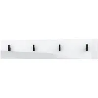 Vladon Garderobenpaneel Linea V2 (Wandgarderobe, mit 4 Kleiderhaken), Weiß Hochglanz (72 x 14,5 x 3,5 cm)