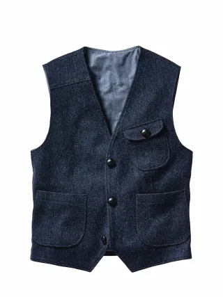 Mey & Edlich Herren Portugiesische Tweed-Weste Blau 100 % Schurwolle