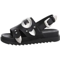 Ital-Design Damen Freizeit Riemchensandalette (85960161) Keilabsatz/Wedge Keilsandaletten in Schwarz