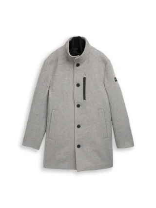 Tom Tailor - 2-in-1 Wollmantel mit abnehmbarem Einsatz mid grey melange twill - Gr. - M