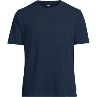 Kurzarm-Shirt aus Baumwoll-/Leinenmix, Herren,  Blau, Baumwolle/Leinen, by Lands' End