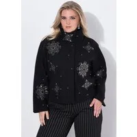 Ulla Popken Sommerjacke Jacke Stickerei kurz Stehkragen Langarm