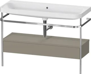 Duravit Happy D.2 Plus c-shaped Set mit Metallkonsole und Schubkasten Stein Grau Seidenmatt 1175x490 HP4844N92920000