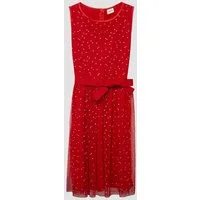 s.Oliver Midikleid Kleid Ärmelloses Mesh-Kleid mit silbernen Pünktchen