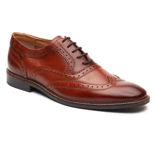 Base London Clarence Brogue Leder Herren Schnürschuhe in verbrannten Tan