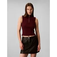 Calvin Klein Jeans Tanktop A- WOVEN LABEL SL QZ TOP Mit Rundhalsausschnitt