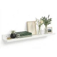 HOOZ Wandregal Wandbord 95 x12 x 5 cm, Massiv Bambus FSC zertifiziert, Farbe Weiß, Einzelartikel 1-tlg., FSC-zertifizierter Bambus, schwebende Optik, erhöhte Frontkante