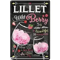 WOGEKA ART Metallbild Lillet Wild Berry - Cocktail - 20 x 30 cm Retro Blechschild Bar