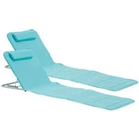en.casa Gartenliege, Set, 2 St., »Cellorigo« Strandmatte mit verstellbarer Rückenlehne Türkis