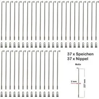 Büchel Fahrrad-Laufrad 37 Stück Speichen 227mm Spokes silber NIROSTA 2mm
