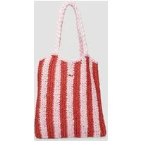 s.Oliver Schultertasche Tasche, Gestreifte Raffia-Tasche mit geflochtenem Henkel
