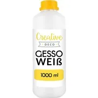 Creative Deco Grundierfarbe Professionell Gesso 1L Perfekte Grundierung für Malerei, Primer für Acryl-Farben, Öl-Farben, Pouring, Decoupage