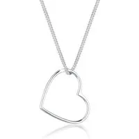 Elli Kette mit Anhänger Herz Anhänger Liebe Cut Out Schmuck Geschenk 925 Silber, Herz