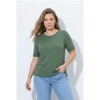 Ulla Popken T-Shirt T-Shirt Rippjersey Rundhals Halbarm Biobaumwolle