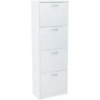 Home Collective Schuhschrank mit 4 aufklappbaren Schubladen, Schuhregal mit 4 Fächern 50 cm breit (platzsparende Schuhaufbewahrung, laminierte Platte) weiche abgerundete Kanten, matte Oberfläche, weiß