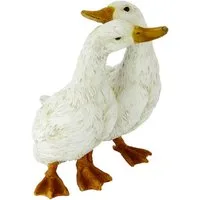 I.GE.A. Dekoobjekt Gänsepaar, 2er Set 3 Küken Balkon Deko Wintergarten Teich Garten Tierfigur