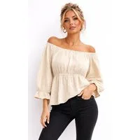 Worldclassca Chiffonbluse Worldclassca Musselin Off Shoulder Bluse Chiffon Sommer Top Shirt 3/4 Neue Kollektion - Stilvolle und gemütliche Sommer Mode für Damen