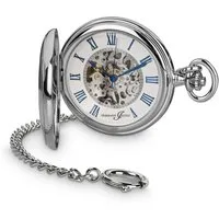 Hermann Jäckle Taschenuhr "Ettlingen" Skelett-Design, Handaufzug, 50 mm, Mineralglas, inkl. Kette & Reiseetui – Klassische Herrenuhr im Vintage-Stil