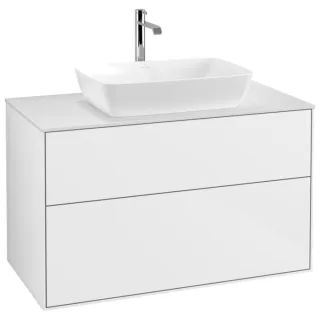 Villeroy und Boch Finion Waschtischunterschrank G76100GF 100x60,3cm, Emotion, Abdeckplatte white matt, Glossy white lacquer