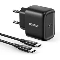 UGREEN USB Reiseladegerät Typ C 25W Power Delivery + USB Kabel Typ C 2M Smartphone-Ladegerät