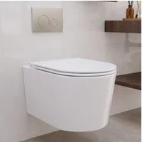 DeerValley Tiefspül-WC DeerValley Hänge WC Spülrandlos, wandhängend, Abgang waagerecht, Packung, Spülrandloses Wand-WC mit Soft-Close-Sitz