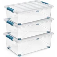 ONDIS24 Allzweckkiste Katla 28l Aufbewahrungsbox Rollbox Unterbettboxen Ordnungssystem (3 St), transparentes Design, mit 4 Rollen - 360° drehbar, mit 2 Griffen