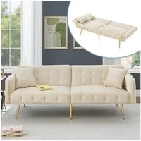 Merax Schlafsofa 2-in-1 Zweisitzer-Sofa Klappsofa mit Bettfunktion, platzsparend & multifunktional, 178x82x70cm 1 Teile, Sofabett mit verstellbarer Rückenlehne & Armlehnen und 6 Metallfüße