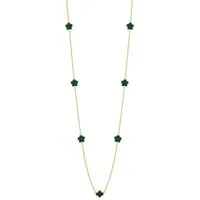 KARMA Lange Kette Blumen 100 cm Damen Gold Schwarz od. Weiß (wasserfest hypoallergen, Geschenk für Frauen Blumenkette), Halskette Pulloverkette Damenhalskette