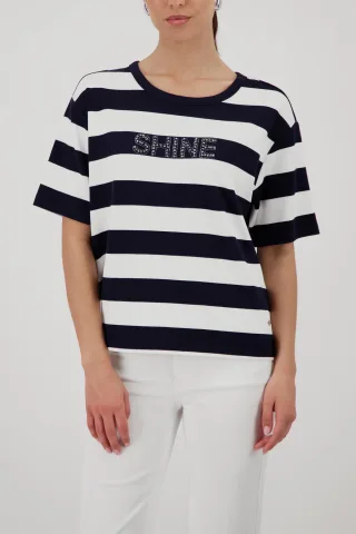monari - Sweatshirt mit Schmuck marine ringel - Gr. - 36