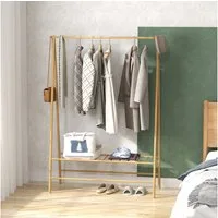 HOMCOM Garderobenständer Bambus, mit Ablagen und Haken, Kleiderstange, (Kleiderbügel, 1 St., Kleiderständer), für Flur, Wohnzimmer Schlafzimmer, 116 x 43,5 x 160 cm, Naturholz