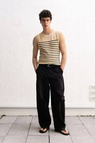 Herren Slim Fit Gestreiftes Tanktop