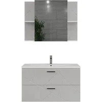 Vicco Badmöbel-Set Irma, Weiß/Weiß Hochglanz, 3 Teile, (3-St., 3er Set)