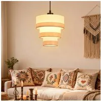 ZMH Pendelleuchte Esstisch 1/3/4 flammig E27 Retro Stoff Esszimmerlampe, ohne Leuchtmittel, 120cm Höhenverstellbare Hängeleuchte für Küche Wohnzimmer