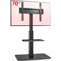 AOKCOS TV-Ständer Fernsehhalterung mit Ablage, 32-70 Zoll, (bis 70 Zoll, Tragfähigkeit bis 40 kg, höhenverstellbar, neigbar: -2° bis +10°, schwenkbar: ±30)