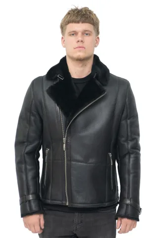 Zweireihige Herren-Bikerjacke aus Schafsleder – Manila