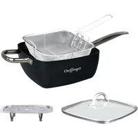 Cheffinger Bratpfanne Multi Pfanne Induktion 4-teilig Antihaft 24 x 24 x 9,5 cm Antikratz De, Aluminium (4-tlg), Spülmaschinenfest