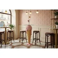 riess-ambiente Bistrotisch ICE CREAM 105cm beige/rosa- Glas, Eiswaffel, handgemacht, rund, modern (Einzelartikel, 1-St), Pop-Art Bartisch - ideal für Küche, Essbereich od. kleine Sitznischen