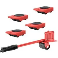 Haushalt International Möbelrolle Möbel-Transport-Set 1 Hebel & 4 Transport-Roller, (1-St)